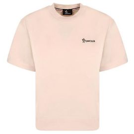 Moncler Camiseta de algodão com logotipo bordado Marrom