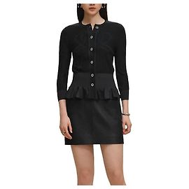 Hermès Cárdigan ligero de manga corta para mujer Noir Multicolor