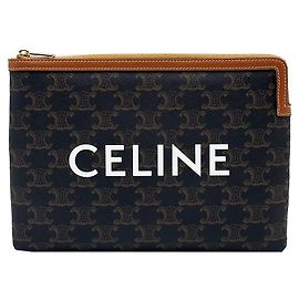 Céline Triomphe Canvas Small Pouch Clutch Black