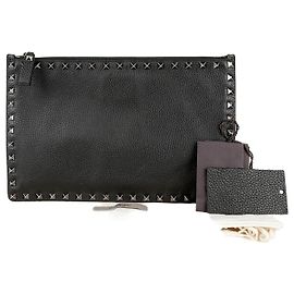 Valentino Clutch Rockstud in pelle nera Nero