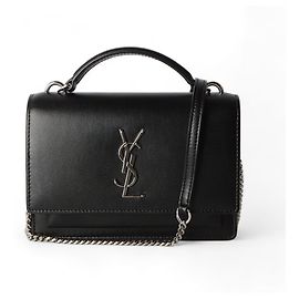 Saint Laurent Mini borsa a tracolla Monogram Sunset Chain Nero