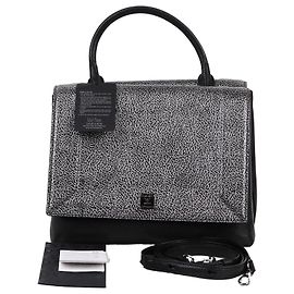 MCM Bicolor Medium Top Handle Shoulder Bag Black