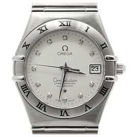 Omega Relógio Automático de Aço Constellation Diamond Prata