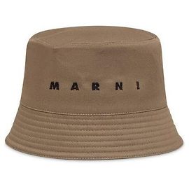 Marni Chapéu bucket em gabardine verde com logo bordado Verde