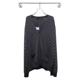 Louis Vuitton Monogramm Cardigan aus gemischtem grauem Kaschmir Braun