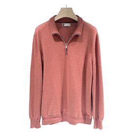 Brunello Cucinelli Pull en maille cachemire demi-zip corail Rose