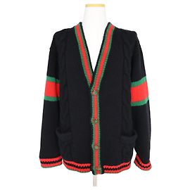 Gucci Oversized Strickjacke mit Zopfmuster Mehrfarben