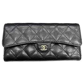 Chanel Caviar Classic Long Wallet Black