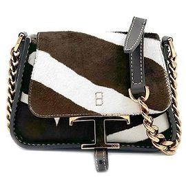 Tod's Bolsa transversal de shearling com corrente Marrom