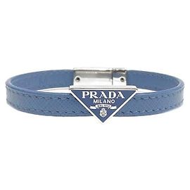 Prada Saffiano Leather Bracelet Blue