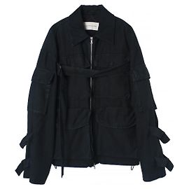 Dries Van Noten VONAC BIS Oversized Cotton Jacket Black Black