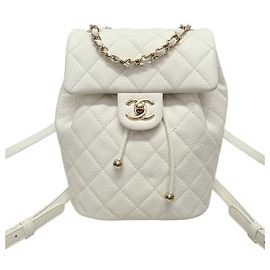 Chanel White Caviar Champagne Gold Urban Spirit Backpack Small White