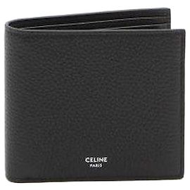 Céline Bifold-Geldbörse aus genarbtem Kalbsleder Schwarz