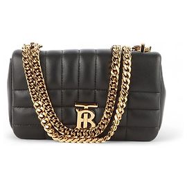 Burberry Mini bolsa tiracolo TB Lola em couro acolchoado preto com corrente Preto