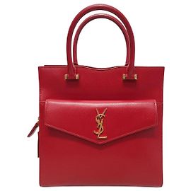 Saint Laurent Mini borsa tote Uptown monogramma rosso e oro Rosso