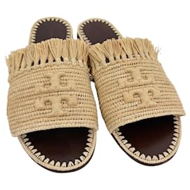 Tory Burch Raffia Slide Mule Brown