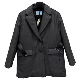 Prada Belted Cashmere Single Padding Jacket Black