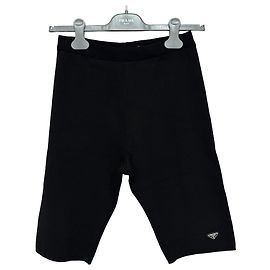 Prada Pantalón biker de punto con logotipo triangular Plata