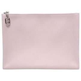 Hermès Sandale Clutch Dipango Stamp Mauve Pale Evercolor Silver-Plated Weiß