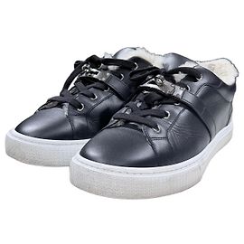 Hermès Tênis Day em lã e couro de bezerro Palladium Noir Preto