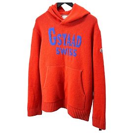 Moncler Strick-T-Shirt mit Kapuze aus Wolle Rot