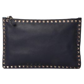 Valentino Pochette zippée Rockstud Bleu