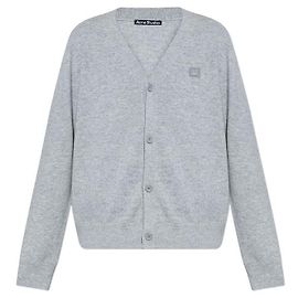 Acne Studios Face Patch Wool Cardigan Gray Silvery