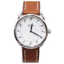 Hermès Relógio feminino ARCEAU com pulseira de couro Quartz Dourado