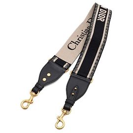 Dior Black Oblique Embroidered Ring Shoulder Strap Brown