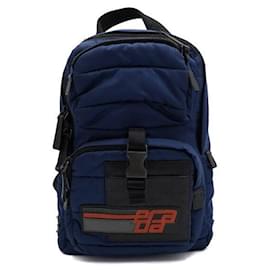 Prada Blue Initial Nylon Men's Single Sling Backpack Blue
