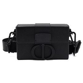 Dior Bolsa de ombro e transversal Montaigne Box em couro de bezerro preto Preto