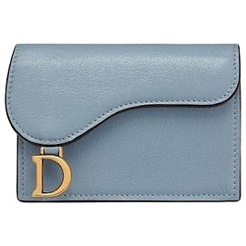 Dior Saddle Bloom Card Wallet Cloud Blue Goat Leather Blue