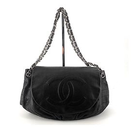 Chanel Borsa a tracolla Caviar Half Moon Flap Chain Nero