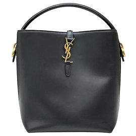 Saint Laurent Borsa a secchiello in pelle lucida nera Nero