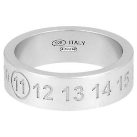 Maison Martin Margiela Engraved Numbering Logo Silver Ring Silvery