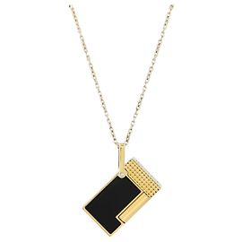 St Dupont Isqueiro com alça de pescoço Preto e Ouro Preto