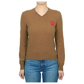 Comme Des Garcons Strickpullover für Damen mit doppeltem roten Logo AZ Braun