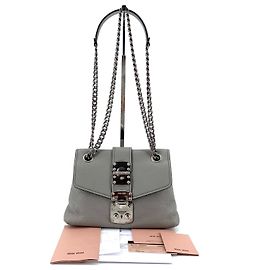Miu Miu Bolsa de ombro com corrente Madras Marrom
