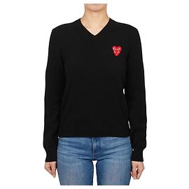 Comme Des Garcons Jersey de punto para mujer Double Red Patch AZ Azul