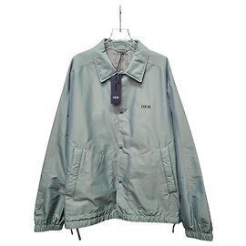 Dior Spread Silk Blend Embroidered Bomber Jacket Blue