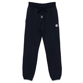 Moncler Calças de moletom de algodão com patch de logotipo Azul
