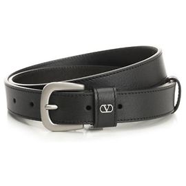 Valentino Cinto em couro de vitelo Logo Signature Preto