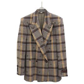 Gucci Embroidered Pattern Brown Check Double Jacket Multiple colors