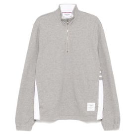 Thom Browne Pullover de jersey clássico com meio fecho de correr Marrom
