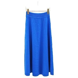 Hermès Cable Knit Wool Skirt Blue