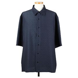 Louis Vuitton Mini Monogram Seidenmischung Hemd Navy XL Blau