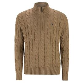 Ralph Lauren Half-Zip-Sweatshirt mit besticktem Pony-Logo Braun