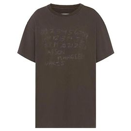 Maison Martin Margiela Camiseta de algodón con estampado numérico Castaño