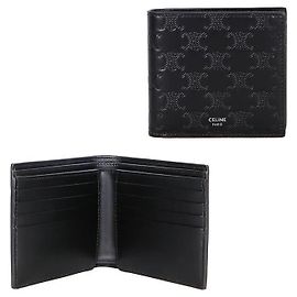 Céline Triope Embossed Leather Wallet Black