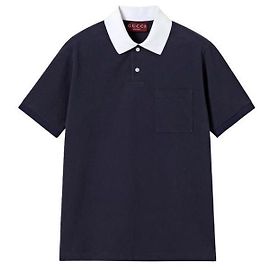 Gucci Polo em piqué de algodão com elastano Azul